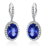 Ohrschmuck 18 kt WG, 60 Brill. 0,97 ct, TW-si, 2 Tansanit 13,30 ct blau