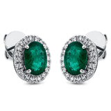 Ohrstecker 18 kt WG, 40 Brill. 0,32 ct, TW-si, 2 Smaragde 3,00 ct grün