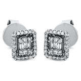 Ohrstecker 18 kt WG, 6 Bag. 0,08 ct, TW-si, 4 Brill. 0,06 ct, TW-si, 52 Brill. 0,22 ct, TW-si