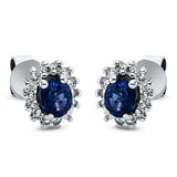 Ohrstecker 14 kt WG, 28 Brill. 0,22 ct, TW-vsi, 2 Saphire 1,01 ct blau