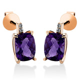 Ohrstecker 18 kt RG, 4 Brill. 0,03 ct, TW-vsi, 2 Amethyste 2,47 ct lila