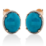Ohrstecker 14 kt RG, 72 Brill. 0,18 ct, TW-vsi, 2 Farbsteine 7,27 ct blau