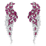Ohrschmuck 18 kt WG, 96 Brill. 10,60 ct, TW-vsi/si, 48 Rubine 23,18 ct rot