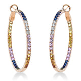 Creolen 18 kt RG, 8 Brill. 0,51 ct, TW-vsi/si, 78 Saphire 6,21 ct multicolor