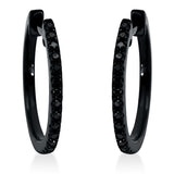 Creolen 18 kt WG, schwarz rhodiniert, 30 Brill. 0,09 ct, schwarz