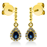 Ohrschmuck 18 kt GG, 24 Brill. 0,09 ct, TW-si, 2 Saphire 0,36 ct blau