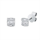 Ohrstecker 18 kt WG, 12 Bag. 0,23 ct, TW-vsi, 8 Brill. 0,04 ct, TW-vsi