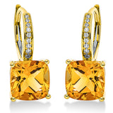 Ohrschmuck 18 kt GG, 18 Brill. 0,07 ct, TW-si, 2 Citrin 3,90 ct gelb
