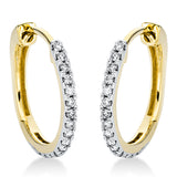 Creolen 14 kt GG, Fassung rhodiniert, 34 Brill. 0,25 ct, TW-si