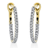 Creolen 18 kt GG, Fassung rhodiniert, 46 Brill. 0,35 ct, TW-si