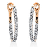 Creolen 18 kt RG, Fassung rhodiniert, 46 Brill. 0,35 ct, TW-si