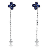 Ohrschmuck 18 kt WG, 10 Brill. 0,20 ct, W-pi, 8 Saphire 1,74 ct blau