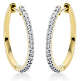 Creolen 18 kt GG, Fassung rhodiniert, 38 Brill. 0,26 ct, TW-si