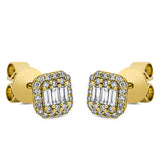 Ohrstecker 18 kt GG, 6 Bag. 0,11 ct, TW-si, 48 Brill. 0,14 ct, TW-si