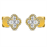 Ohrstecker 18 kt GG, 2 Princ. 0,04 ct, W-si, 48 Brill. 0,10 ct, W-si, 8 Brill. 0,46 ct, W-si,,