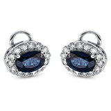 Ohrstecker 18 kt WG, 28 Brill. 0,52 ct, TW-si, 2 Saphire 2,17 ct blau