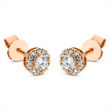 Ohrstecker 18 kt RG, 2 Brill. 0,20 ct, TW-si, 24 Brill. 0,09 ct, TW-si