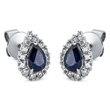 Ohrstecker 18 kt WG, 26 Brill. 0,44 ct, TW-si, 2 Saphire 0,96 ct blau