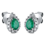 Ohrstecker 18 kt WG, 26 Brill. 0,44 ct, TW-si, 2 Smaragde 0,73 ct grün