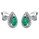 Ohrstecker 18 kt WG, 36 Brill. 0,10 ct, TW-si, 2 Smaragde 0,39 ct grün