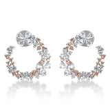 Ohrstecker 18 kt WG+RG, 14 Tropfen 1,32 ct, TW-si, 38 Brill. 1,20 ct, TW-si, 34 Brill. 0,80 ct, pink