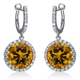 Ohrschmuck 18 kt WG, 60 Brill. 0,64 ct, TW-vsi, 2 Citrin 6,49 ct gelb