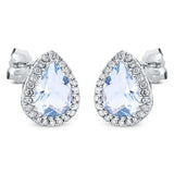 Ohrstecker 14 kt WG, 48 Brill. 0,25 ct, I-si, 2 Aquamarin 1,77 ct blau