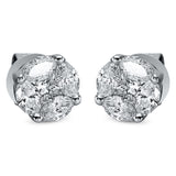 Ohrstecker 18 kt WG, 2 Princ. 0,47 ct, TW-vsi, 8 Nav. 1,57 ct, TW-vsi