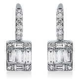 Ohrschmuck 18 kt WG, 12 Bag. 0,65 ct, TW-vsi, 8 Princ. 0,20 ct, TW-vsi, 12 Brill. 0,10 ct, TW-vsi