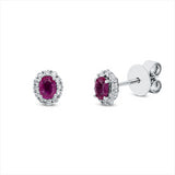Ohrstecker 18 kt WG, 24 Brill. 0,17 ct, W-pi, 2 Rubine 0,43 ct rot