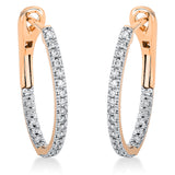 Creolen 18 kt RG, Fassung weiß rhodiniert, 50 Brill. 0,50 ct, TW-si