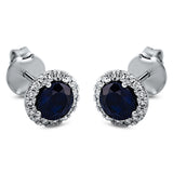 Ohrstecker 18 kt WG, 32 Brill. 0,20 ct, TW-si, 2 Saphire 1,35 ct blau