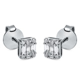 Ohrstecker 18 kt WG, 8 Brill. 0,06 ct, TW-si, 10 Bag. 0,21 ct, TW-si