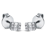 Ohrstecker 9 kt WG, 6 Bag. 0,06 ct, TW-si, 12 Brill. 0,07 ct, TW-si