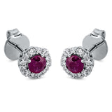 Ohrstecker 18 kt WG, 24 Brill. 0,23 ct, TW-si, 2 Rubine 0,58 ct rot