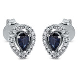 Ohrstecker 18 kt WG, 36 Brill. 0,18 ct, TW-si, 2 Saphire 0,45 ct blau