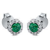 Ohrstecker 18 kt WG, 24 Brill. 0,23 ct, TW-si, 2 Smaragde 0,40 ct grün