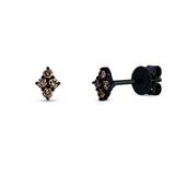 Ohrstecker 18 kt WG, Fassung schwarz rhodiniert, 8 Brill. 0,14 ct, braun