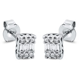 Ohrstecker 18 kt WG, 12 Princ. 0,25 ct, TW-si, 6 Bag. 0,26 ct, TW-si