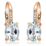 Ohrschmuck 18 kt RG, 4 Dia. 0,01 ct, TW-si, 2 Amethyste 2,29 ct grün
