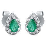 Ohrstecker 18 kt WG, 26 Brill. 0,34 ct, TW-si, 2 Smaragde 0,69 ct grün
