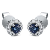 Ohrstecker 18 kt WG, 24 Brill. 0,22 ct, TW-si, 2 Saphire 0,76 ct blau
