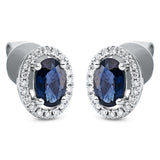 Ohrstecker 18 kt WG, 40 Brill. 0,15 ct, TW-si, 2 Saphire 1,20 ct blau