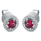 Ohrstecker 18 kt WG, 36 Brill. 0,13 ct, TW-si, 2 Rubine 0,80 ct rot