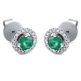 Ohrstecker 18 kt WG, 36 Brill. 0,13 ct, TW-si, 2 Smaragde 0,47 ct grün
