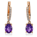 Ohrschmuck 18 kt RG, 22 Brill. 0,17 ct, TW-si, 2 Amethyste 2,31 ct lila