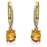 Ohrschmuck 18 kt GG, 22 Brill. 0,17 ct, TW-si, 2 Citrin 2,21 ct gelb