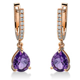 Ohrschmuck 18 kt RG, 16 Brill. 0,12 ct, TW-si, 2 Amethyste 2,15 ct lila