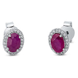 Ohrstecker 18 kt WG, 40 Brill. 0,15 ct, TW-si, 2 Rubine 1,26 ct rot