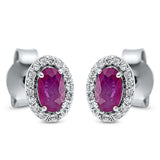Ohrstecker 18 kt WG, 36 Brill. 0,10 ct, TW-si, 2 Rubine 0,54 ct rot